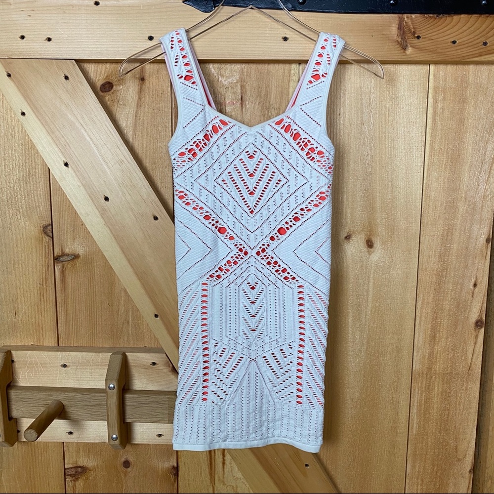 free people | white orange medallion bodycon dress - Picture 3 of 5